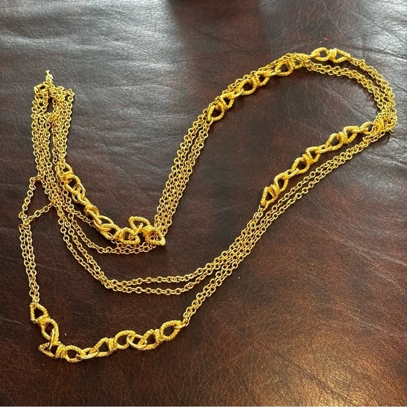 Trifari vintage gold tone super long necklace - Picture 6 of 7